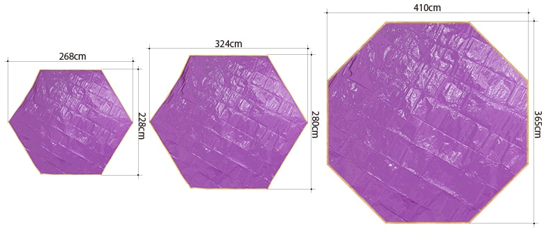 ワンポールテント用グランドシート（多角形タイプ）のサイズ画像