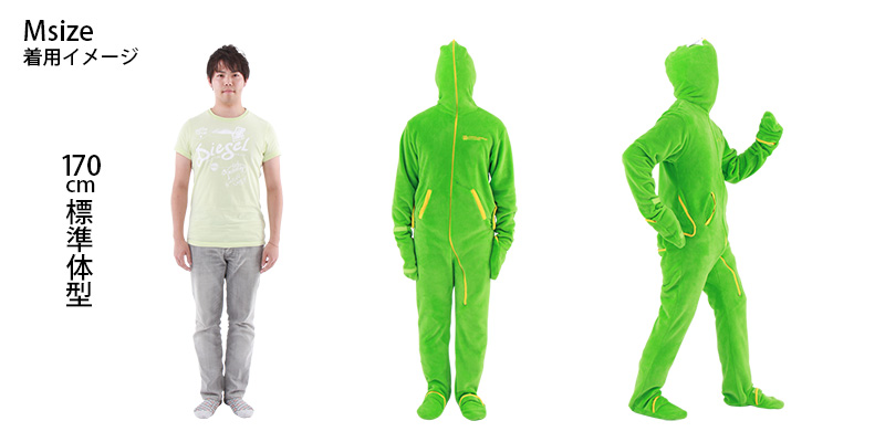人型寝袋フリース身長170cm標準体型の場合(size M)画像