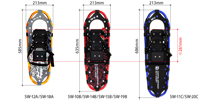  スノーシューのサイズ画像