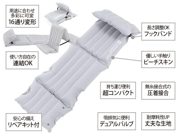  インフレータブルチェアベッドの主な特徴