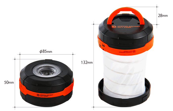  ポップアップ 2WAY LEDランタンのサイズ画像