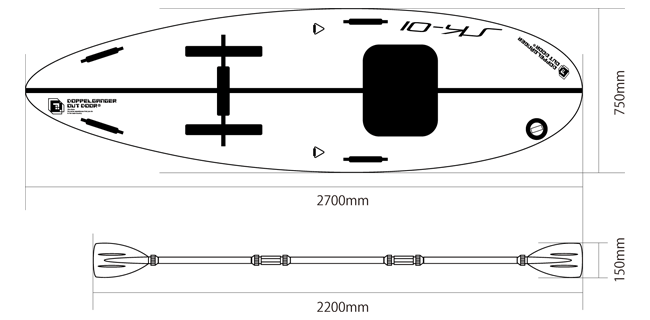 シットオンカヤックのサイズ画像