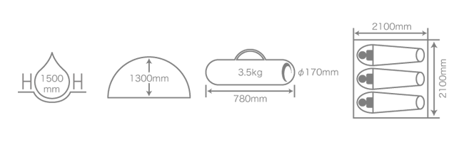  ワンタッチテントのサイズ画像
