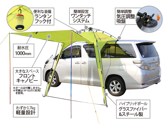  ワンタッチカーサイドタープの主な特徴