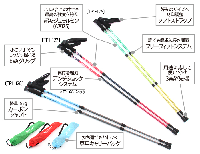  ウィメンズトレッキングポールの主な特徴