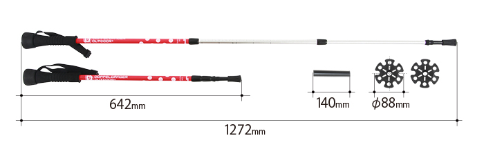  オヒトリサマトレッキングポールのサイズ画像