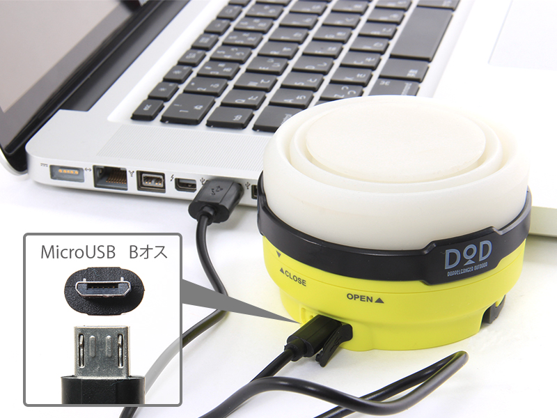 LEDソーラーポップアップランタン電池交換　/　USB充電方法画像