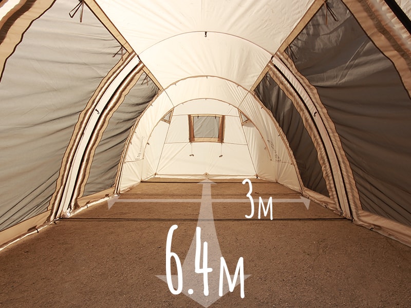 カマボコテント 広いリビングを備えた2ルーム型トンネルテント 