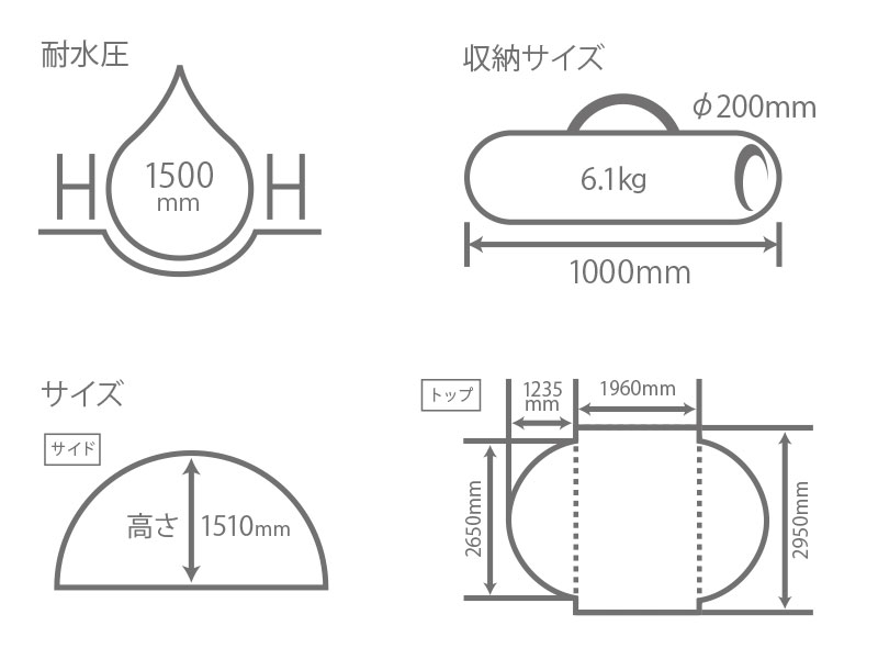  ワイドビーチテントのサイズ画像