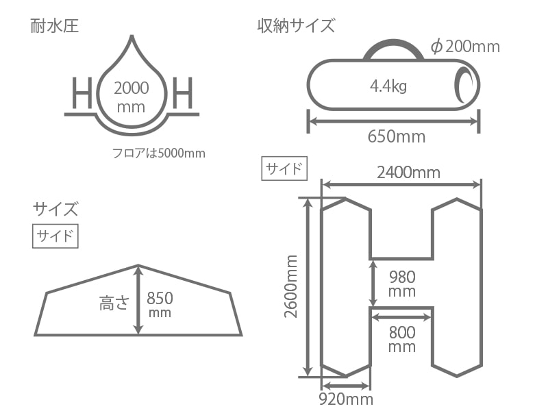  Hテントのサイズ画像