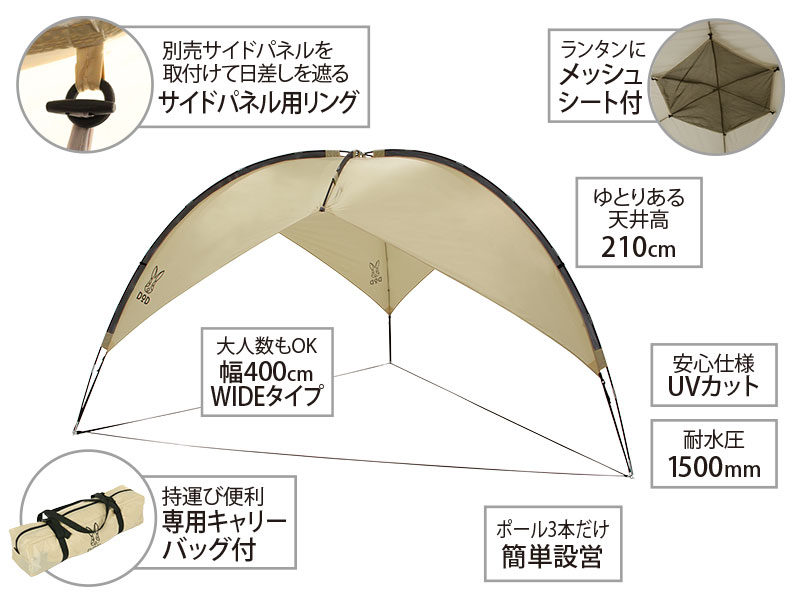  ナチュラルパーティーシェードの主な特徴