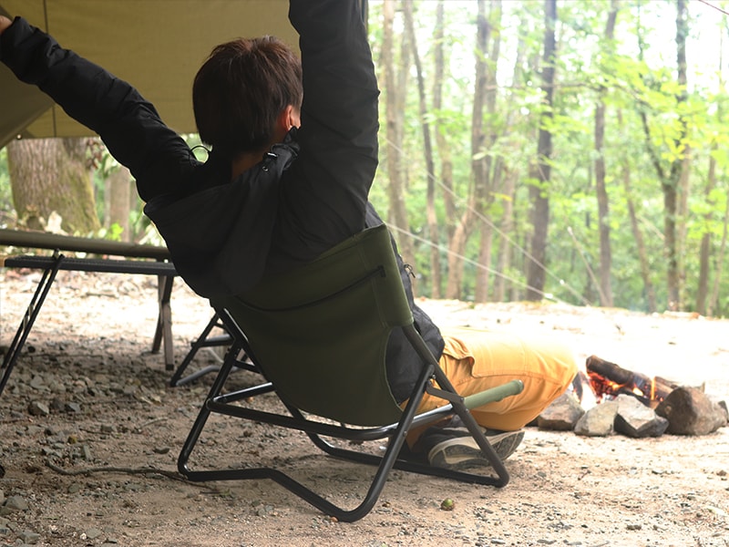  タキビチェアのメインの特徴（風で飛ばされない安定性）