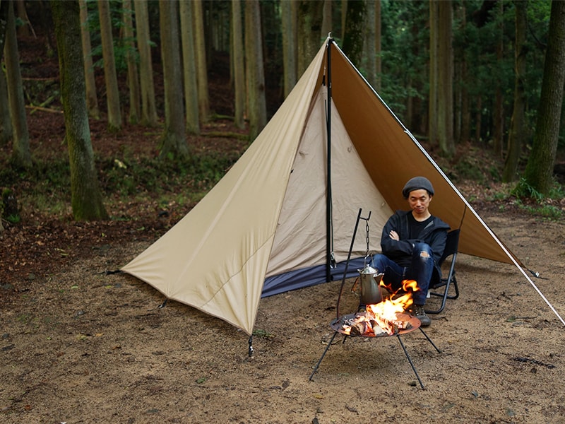  チマキテントのメインの特徴（頑丈で燃えにくいポリコットン生地）