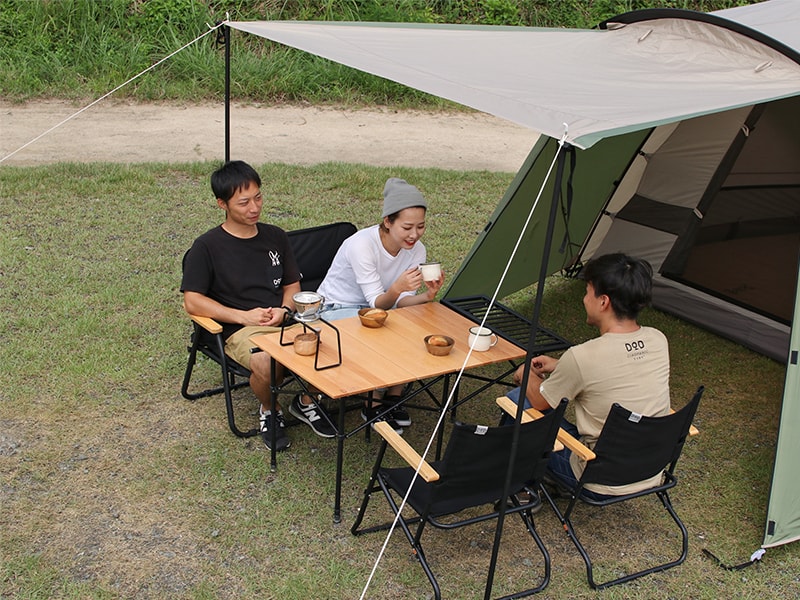The Tent L（可容納4～5人的舒適休息空間）的主要特徵