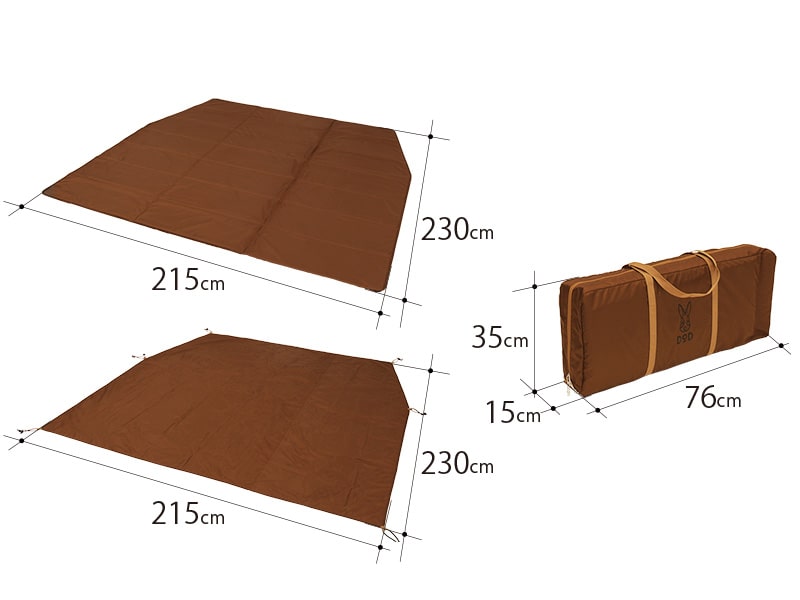カマボコテント3S用マットシートセットのサイズ画像