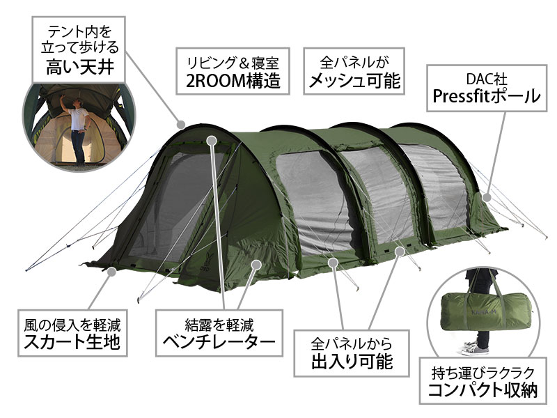  カマボコテント3Mの主な特徴