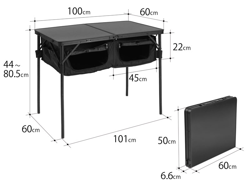 グッドラックテーブル（ブラック）TB4-685-BK - DOD（ディーオーディー）：キャンプ用品ブランド