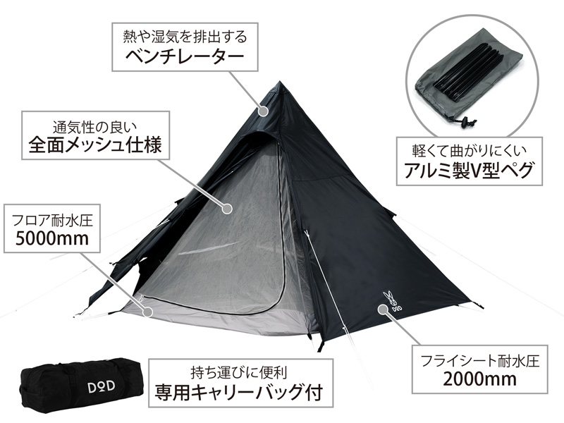 DOD T5-47-BK ブラック ワンポールテントM