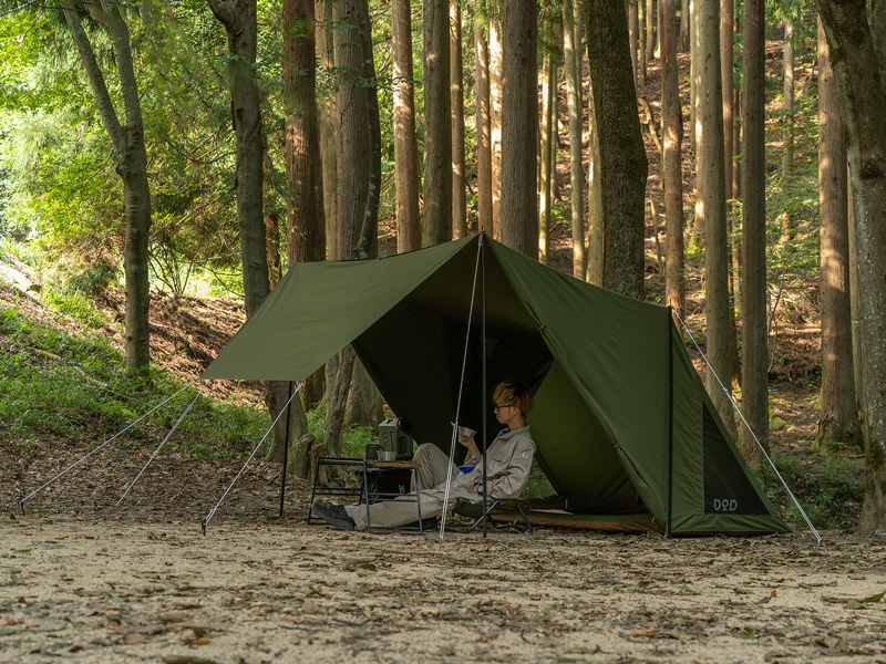 タキビチェア　DOD カーキ　2脚セット　ディーオーディー　焚き火チェア