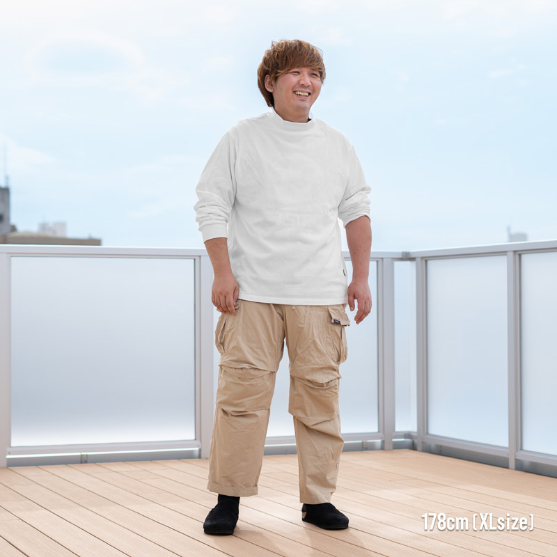 TS113-WH-M キャンパーノ・モックネックM/L/XLの着用イメージ
