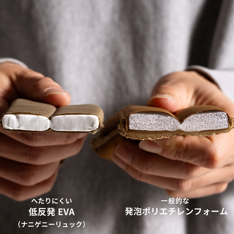 ナニゲニーリュックのメインの特徴(クッション材には低反発EVA)