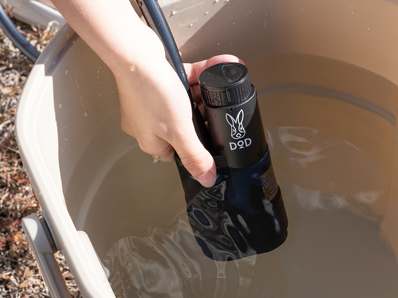  シャワワワーのメインの特徴（水を張ったバケツに沈めるだけ）