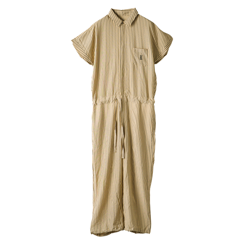 ベージュベース×黒ストライプ