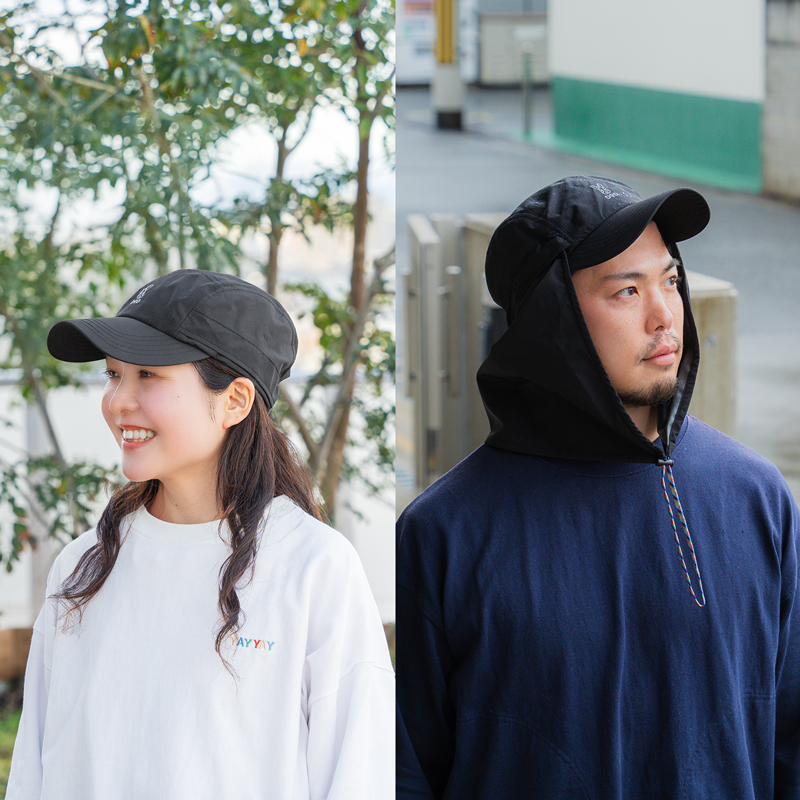  カッパーダ・キャップ（フリーサイズ）のメインの特徴（季節も雨天も問わず通年着用できるジェットキャップ）