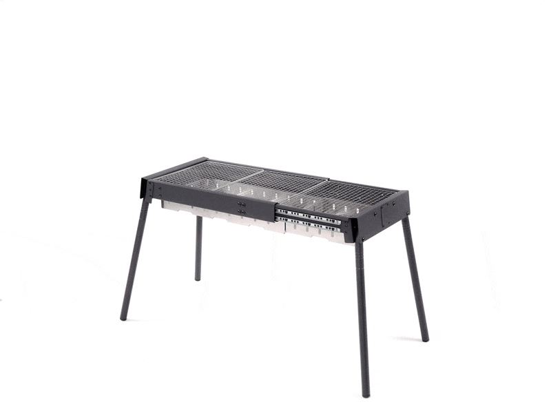  ノビールBBQグリルのメインの特徴（人数と気分でグイーンと伸ばせ！）