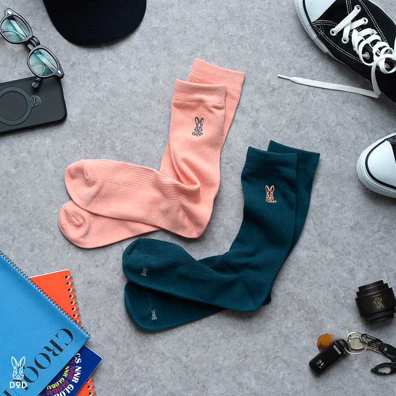 ヘビロテクルーソックス・2PセットM/L（ホワイト×ブラック/ピンク×グリーン/ブルー×レッド）SH274-WH/PK/BL-M/L