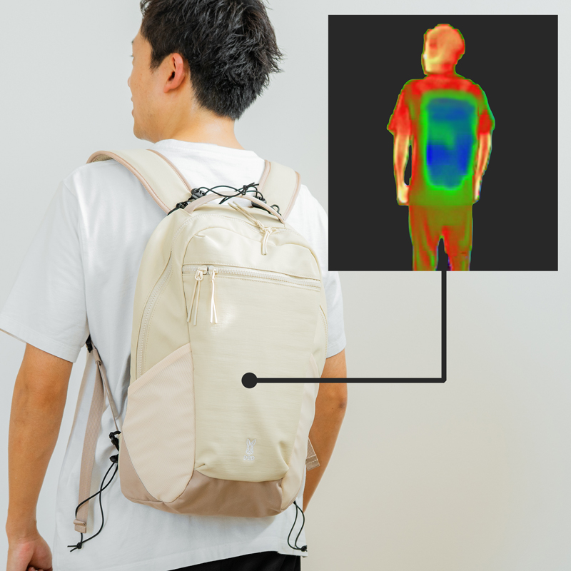  ヒエールバックスーのメインの特徴（リュックに：通勤・通学の「背中汗だく」を回避）