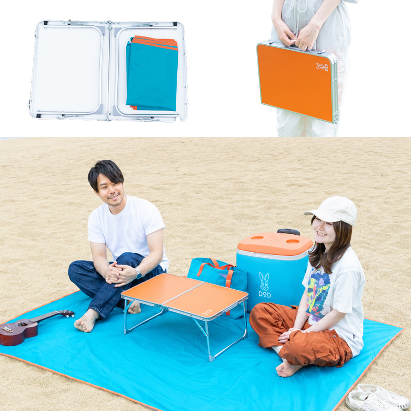  ウサンポテーブルのメインの特徴（パカッと開いてサッと敷くだけ）
