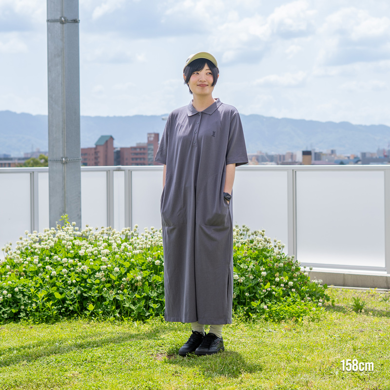 SK282-WH-F ウサロゴワンピポロ（フリーサイズ）の着用イメージ