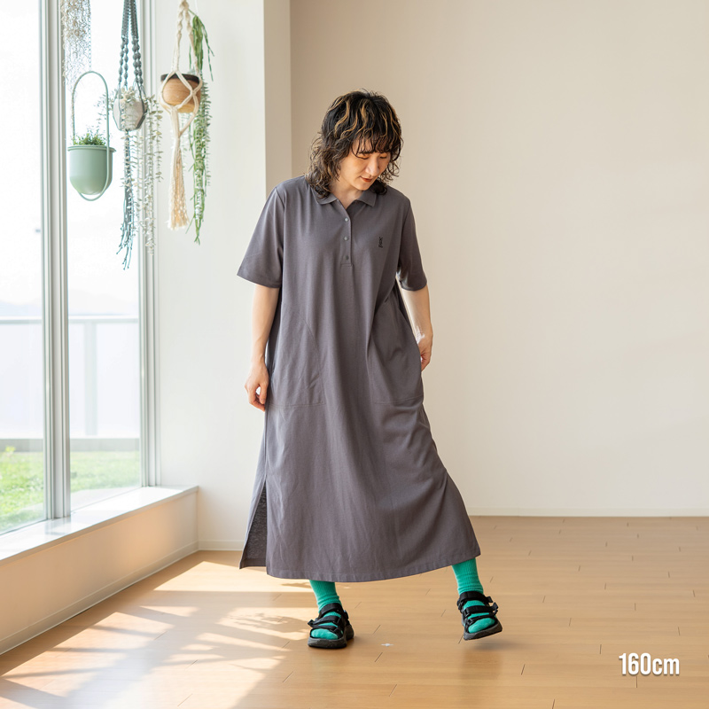 SK282-WH-F ウサロゴワンピポロ（フリーサイズ）の着用イメージ