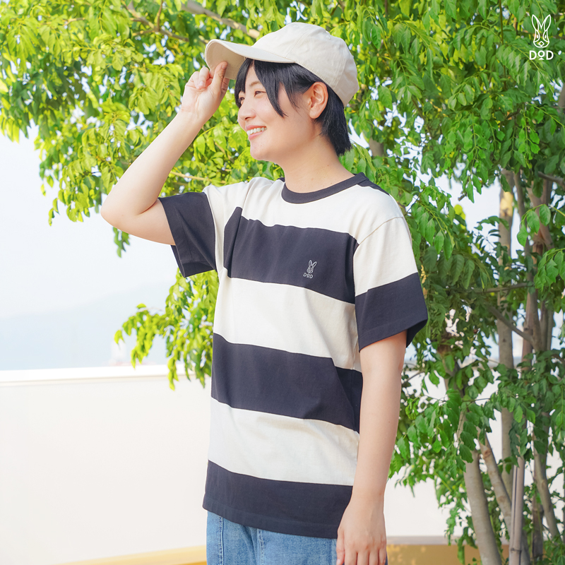 ウサロゴTEE（白×黒 細ボーダー/黒×白 太ボーダー）TS243-WH/BK-M/L/XL