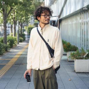 ウサロゴフリース（ジップアップ）（アイボリー/アカネ/グレーカーキ/ブラック）JK231-IV/RD/KH/BK-M/L/XL