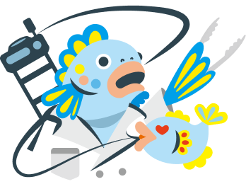 アウトドアブランドDODの釣り企画キャラクター画像「サカナハカセ」