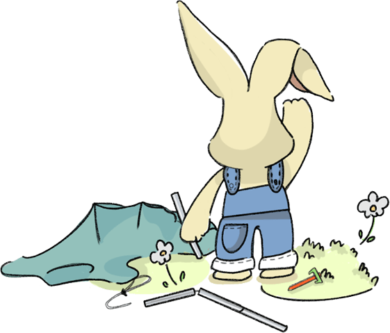 DODフェスタのイラスト、DODのウサギがお祭りの準備をしている様子がイラストで書かれている。