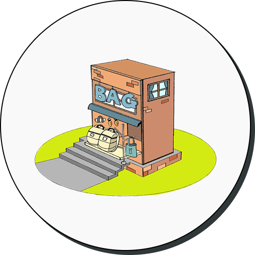 DODフェスタ「バッグ屋さん」のイラスト